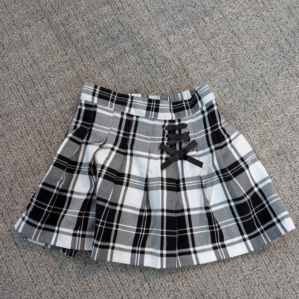 Justice Black and White Plaid Mini Skirt